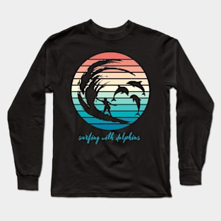 Surfing dolphins gift Long Sleeve T-Shirt